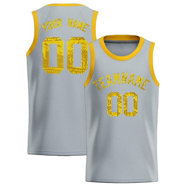 Custom Silver Sequined Tops Athletic Basketball Jersey | BuyFootballJersey