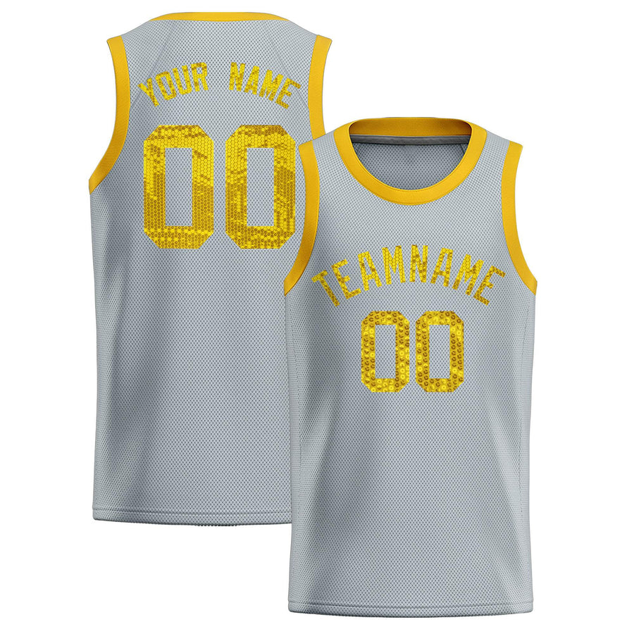 Custom Silver Sequined Tops Athletic Basketball Jersey | BuyFootballJersey