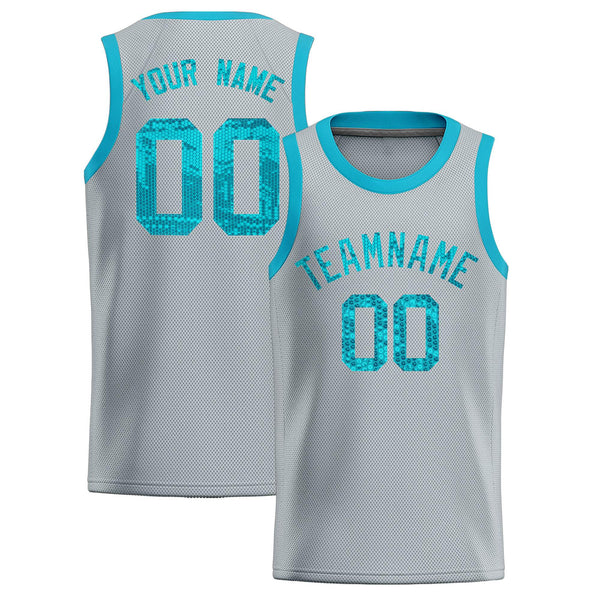 Custom Silver Sequined Tops Athletic Basketball Jersey | BuyFootballJersey