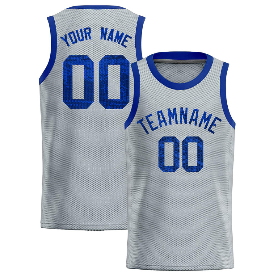 Custom Silver Sequined Tops Athletic Basketball Jersey | BuyFootballJersey