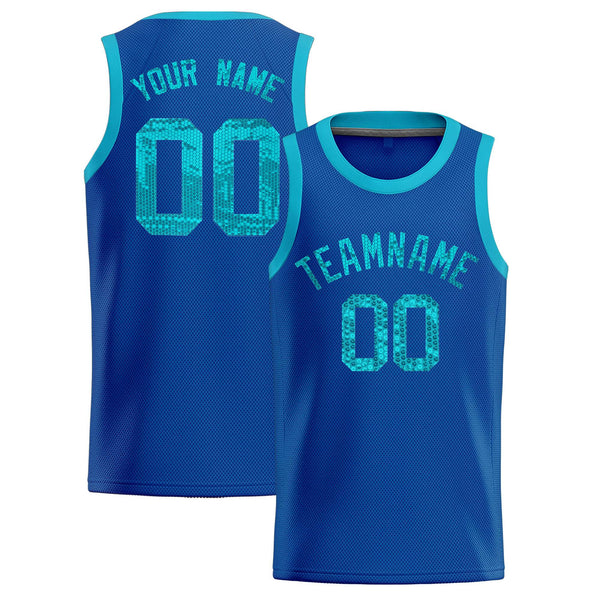 Custom Royal Sequined Tops Athletic Basketball Jersey | BuyFootballJersey