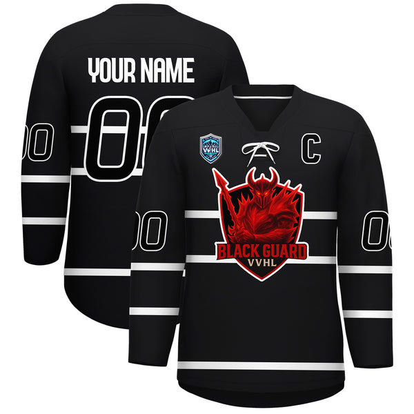 VVHL S8 Custom Black Guard Blue Hockey Jersey | BuyFootballJersey