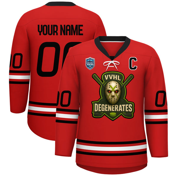 Custom VVHL S9 Degenerates NWO Red Hockey Jersey | BuyFootballJersey