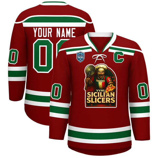 Custom VVHL S8 Sicilian Slicers Red Hockey Jersey | BuyFootballJersey