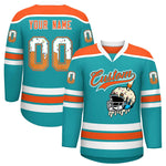 Custom Aqua Orange Ice Cream Helmet Pattern Personalized V-Neck Hockey Jersey | BuyFootballJersey