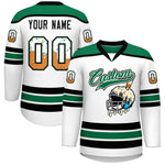 Custom White Kelly Green Ice Cream Helmet Pattern Personalized V-Neck Hockey Jersey | BuyFootballJersey