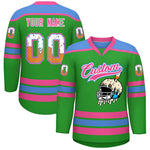 Custom Light Green Powder Blue Ice Cream Helmet Pattern Personalized V-Neck Hockey Jersey | BuyFootballJersey