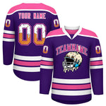 Custom Purple Pink Ice Cream Helmet Pattern Personalized V-Neck Hockey Jersey | BuyFootballJersey