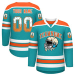 Custom Aqua Orange Ice Cream Helmet Pattern Personalized V-Neck Hockey Jersey | BuyFootballJersey
