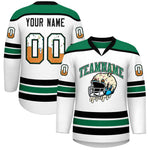 Custom White Kelly Green Ice Cream Helmet Pattern Personalized V-Neck Hockey Jersey | BuyFootballJersey