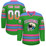 Custom Light Green Powder Blue Ice Cream Helmet Pattern Personalized V-Neck Hockey Jersey | BuyFootballJersey