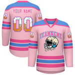 Custom Light Pink Powder Blue Ice Cream Helmet Pattern Personalized V-Neck Hockey Jersey | BuyFootballJersey