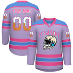Custom Light Purple Powder Blue Ice Cream Helmet Pattern Personalized V-Neck Hockey Jersey | BuyFootballJersey