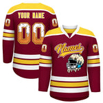 Custom Crimson Gold Ice Cream Helmet Pattern Personalized V-Neck Hockey Jersey | BuyFootballJersey