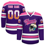 Custom Purple Pink Ice Cream Helmet Pattern Personalized V-Neck Hockey Jersey | BuyFootballJersey