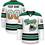 Custom White Kelly Green Ice Cream Helmet Pattern Personalized V-Neck Hockey Jersey | BuyFootballJersey