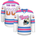 Custom White Pink Ice Cream Helmet Pattern Personalized V-Neck Hockey Jersey | BuyFootballJersey