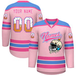 Custom Light Pink Powder Blue Ice Cream Helmet Pattern Personalized V-Neck Hockey Jersey | BuyFootballJersey