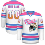 Custom White Pink Ice Cream Helmet Pattern Personalized V-Neck Hockey Jersey | BuyFootballJersey