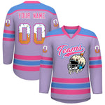 Custom Light Purple Powder Blue Ice Cream Helmet Pattern Personalized V-Neck Hockey Jersey | BuyFootballJersey