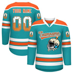 Custom Aqua Orange Ice Cream Helmet Pattern Personalized V-Neck Hockey Jersey | BuyFootballJersey