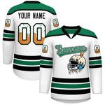 Custom White Kelly Green Ice Cream Helmet Pattern Personalized V-Neck Hockey Jersey | BuyFootballJersey