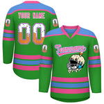 Custom Light Green Powder Blue Ice Cream Helmet Pattern Personalized V-Neck Hockey Jersey | BuyFootballJersey