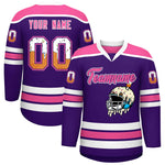 Custom Purple Pink Ice Cream Helmet Pattern Personalized V-Neck Hockey Jersey | BuyFootballJersey