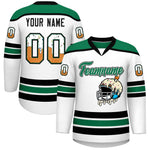 Custom White Kelly Green Ice Cream Helmet Pattern Personalized V-Neck Hockey Jersey | BuyFootballJersey