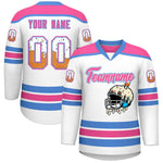 Custom White Pink Ice Cream Helmet Pattern Personalized V-Neck Hockey Jersey | BuyFootballJersey