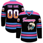 Custom Black Powder Blue Ice Cream Helmet Pattern Personalized V-Neck Hockey Jersey | BuyFootballJersey