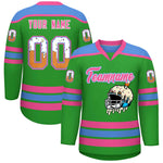 Custom Light Green Powder Blue Ice Cream Helmet Pattern Personalized V-Neck Hockey Jersey | BuyFootballJersey