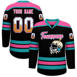 Custom Black Pink Ice Cream Helmet Pattern Personalized V-Neck Hockey Jersey | BuyFootballJersey