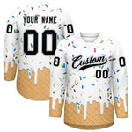 Custom White Black Ice Cream Pattern Personalized V-Neck Hockey Jersey | BuyFootballJersey