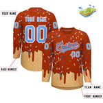 Custom Dark Orange Light Blue Ice Cream Pattern Personalized V-Neck Hockey Jersey | BuyFootballJersey