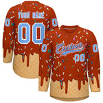 Custom Dark Orange Light Blue Ice Cream Pattern Personalized V-Neck Hockey Jersey | BuyFootballJersey