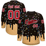 Custom Brown Red Ice Cream Pattern Personalized V-Neck Hockey Jersey | BuyFootballJersey