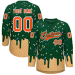 Custom Green Orange Ice Cream Pattern Personalized V-Neck Hockey Jersey | BuyFootballJersey