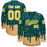 Custom Midnight Green Gold Ice Cream Pattern Personalized V-Neck Hockey Jersey | BuyFootballJersey