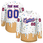Custom White Royal Blue Ice Cream Pattern Personalized V-Neck Hockey Jersey | BuyFootballJersey