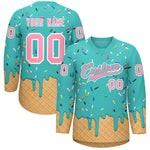 Custom Teal Light Pink Ice Cream Pattern Personalized V-Neck Hockey Jersey | BuyFootballJersey