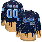 Custom Navy Powder Blue Ice Cream Pattern Personalized V-Neck Hockey Jersey | BuyFootballJersey