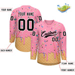 Custom Light Pink Black Ice Cream Pattern Personalized V-Neck Hockey Jersey | BuyFootballJersey