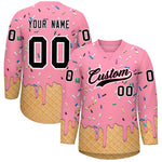 Custom Light Pink Black Ice Cream Pattern Personalized V-Neck Hockey Jersey | BuyFootballJersey