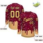 Custom Crimson Khaki Ice Cream Pattern Personalized V-Neck Hockey Jersey | BuyFootballJersey