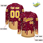 Custom Crimson Gold Ice Cream Pattern Personalized V-Neck Hockey Jersey | BuyFootballJersey