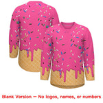 Custom Pink White Ice Cream Pattern Personalized V-Neck Hockey Jersey | BuyFootballJersey
