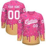 Custom Pink White Ice Cream Pattern Personalized V-Neck Hockey Jersey | BuyFootballJersey