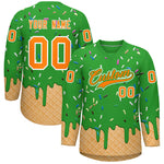 Custom Light Green Orange Ice Cream Pattern Personalized V-Neck Hockey Jersey | BuyFootballJersey