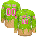 Custom Neon Green Pink Ice Cream Pattern Personalized V-Neck Hockey Jersey | BuyFootballJersey